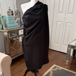 Zara Unstructured Black One-Shoulder Boxy Dress w/cutout on 1 side - Small NWOT